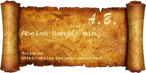 Abeles Benjámin névjegykártya